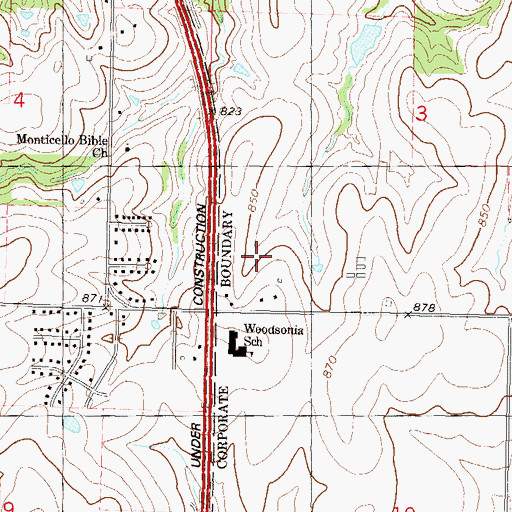 Topographic Map of Woodsonia West Shopping Center, KS