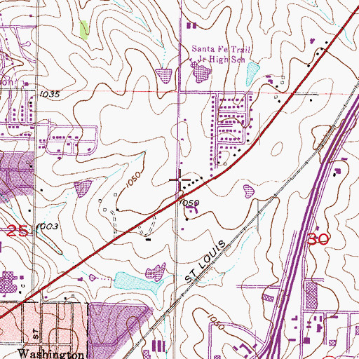 Topographic Map of North Ridgeview Shops, KS