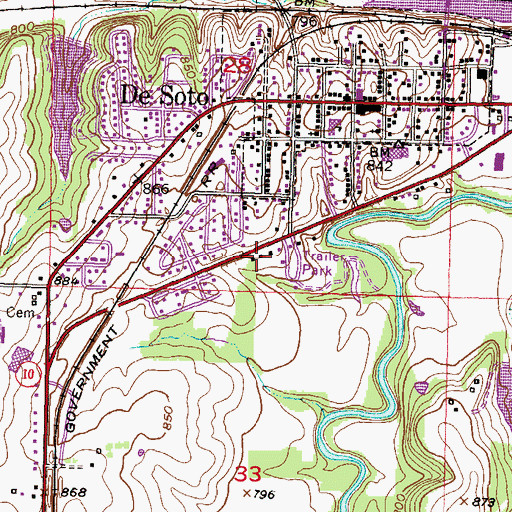 Topographic Map of Lexington Plaza Shopping Center, KS