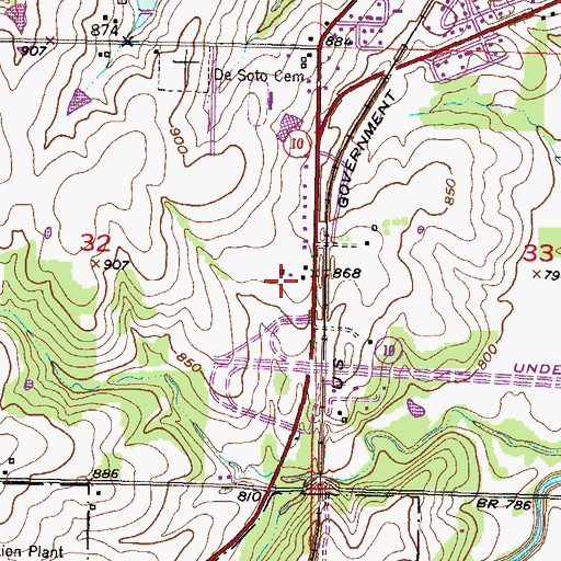 Topographic Map of DeSoto Business Park, KS