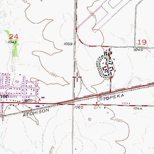 Topographic Map of Moonlight Commons Shopping Center, KS