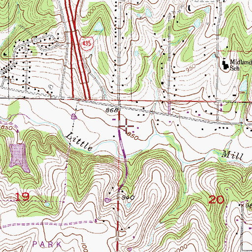 Topographic Map of Westglen Center, KS