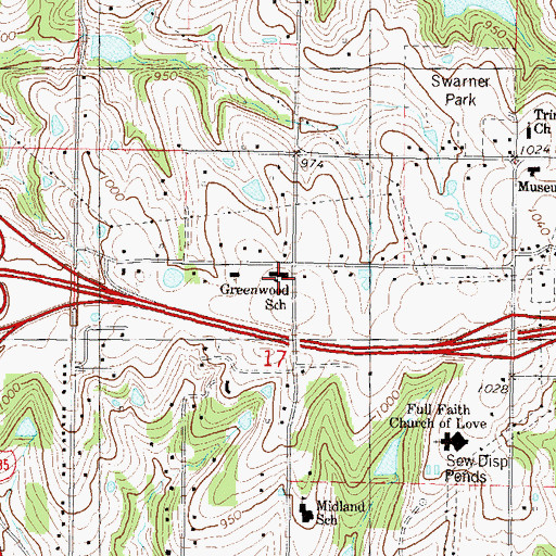 Topographic Map of Shawnee Station West Shopping Center, KS