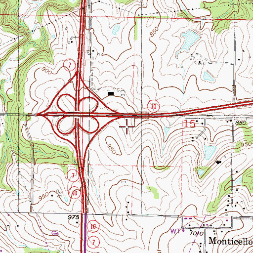 Topographic Map of Shawnee Crossings Shopping Center, KS