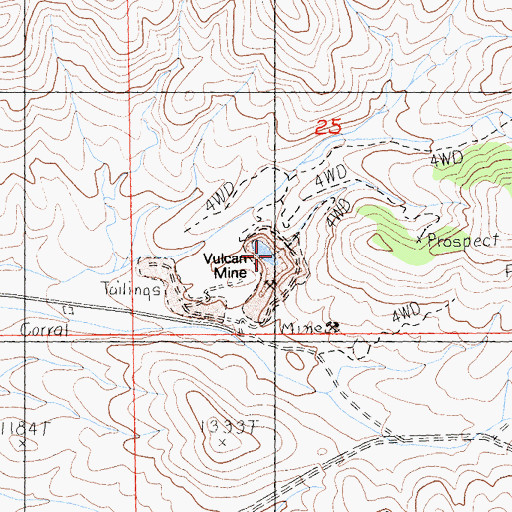 Topographic Map of Vulcan Mine, CA