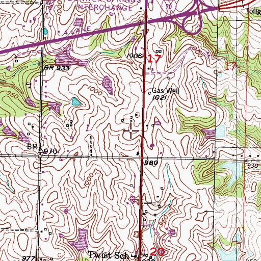 Topographic Map of Northridge Centre, KS