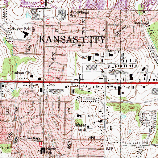 Topographic Map of Boyd Center, KS