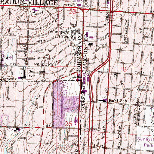Topographic Map of Jimmys Block Shopping Center, KS