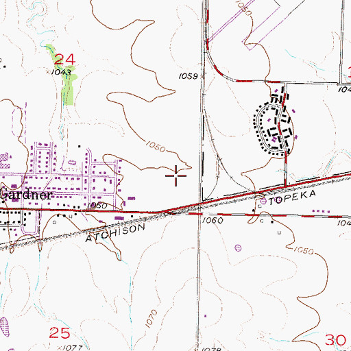 Topographic Map of Moonlight Plaza Shopping Center, KS