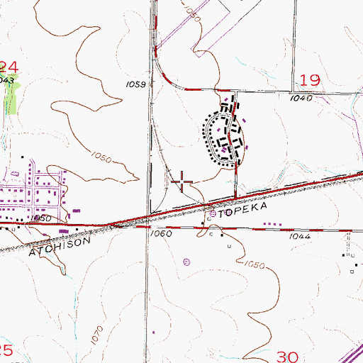 Topographic Map of New Century Plaza Shopping Center, KS