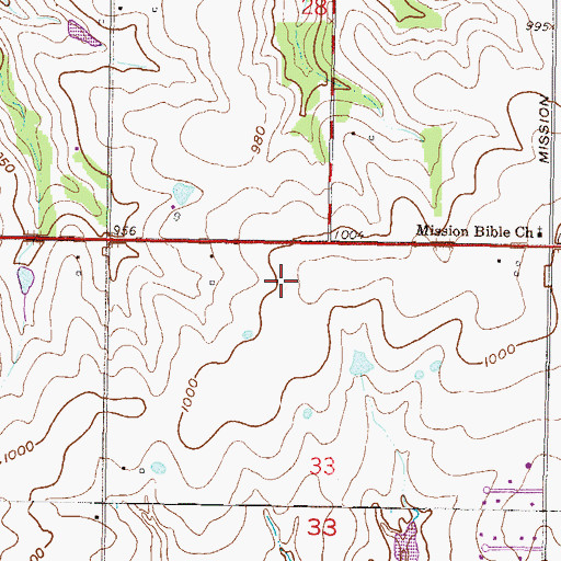 Topographic Map of Plaza Pointe Shopping Center, KS