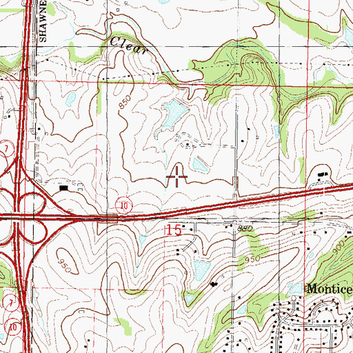 Topographic Map of Monticello Village Shopping Center, KS