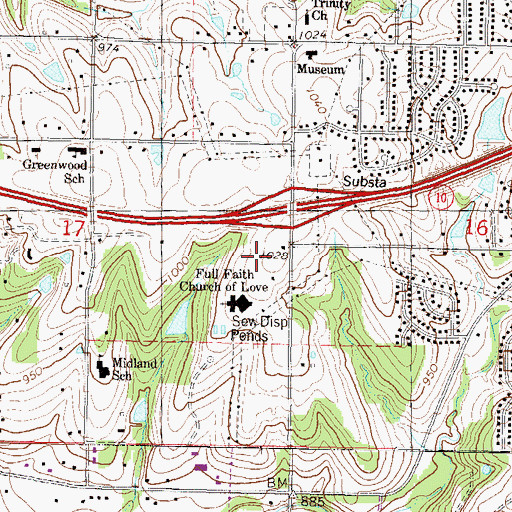 Topographic Map of The Shops at Shawnee, KS