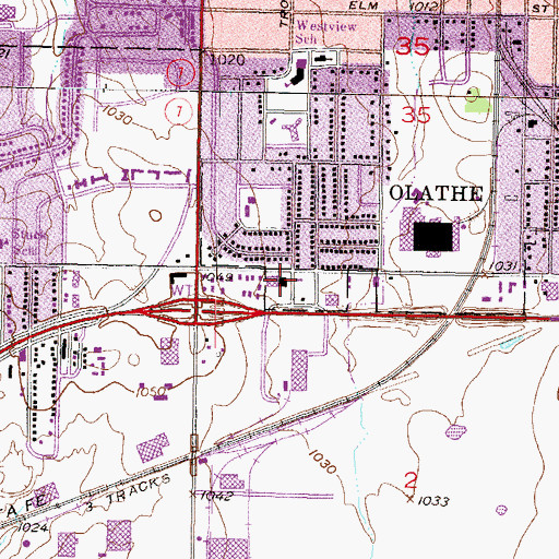 Topographic Map of Cloverleaf Addition Shopping Center, KS
