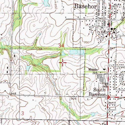 Topographic Map of Basehor Wastewater Plant, KS