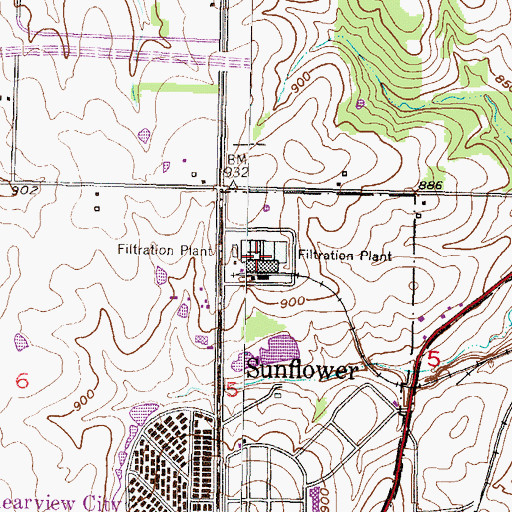 Topographic Map of Clearview Village Wastewater Treatment Plant, KS