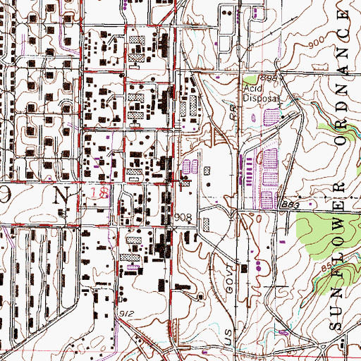 Topographic Map of DeSoto Water Treatment Plant, KS