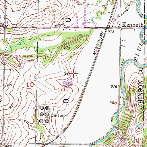 Topographic Map of Johnson County Blue River District Number 1 Wastewater Plant, KS