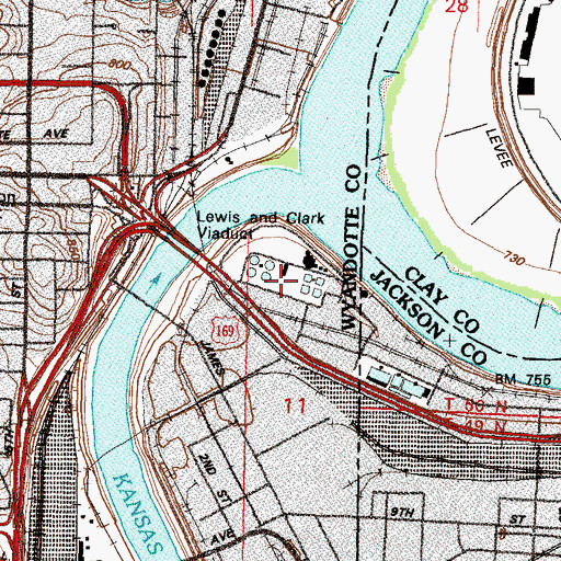 Topographic Map of Kansas City Plant Number 1 Wastewater Treatment Plant, KS