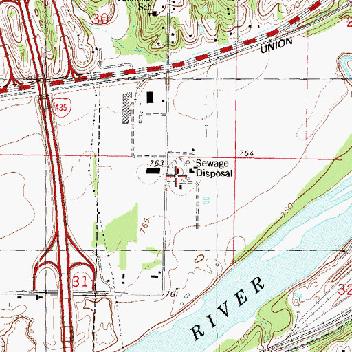 Topographic Map of Kansas City Plant Number 20 Wastewater Treatment Plant, KS