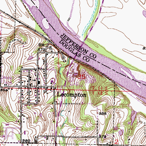 Topographic Map of Lecompton Sewage Treatment Plant, KS