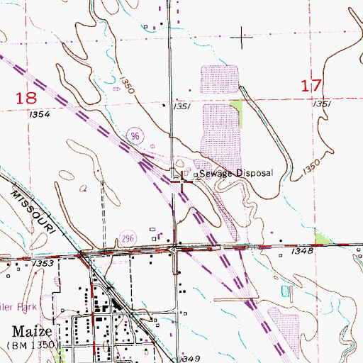 Topographic Map of Maize Wastewater Plant, KS