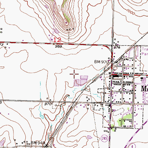 Topographic Map of Meriden Sewer Treatment Plant, KS