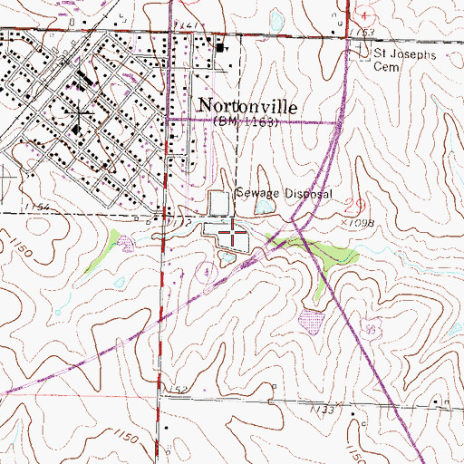 Topographic Map of Nortonville Sewer Treatment Plant, KS