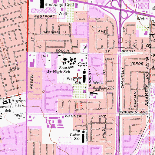 Topographic Map of Benito Juarez Elementary School, CA
