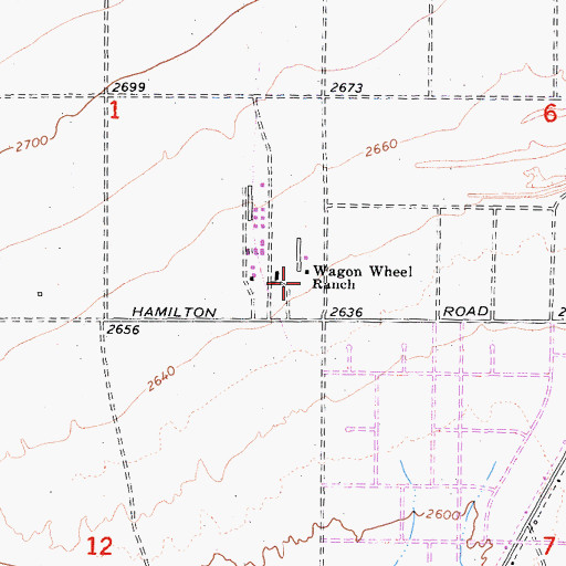 Topographic Map of Wagon Wheel Ranch, CA