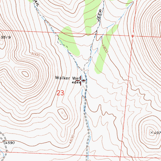 Topographic Map of Walker Well, CA