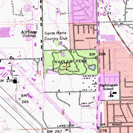 Topographic Map of Waller Park, CA