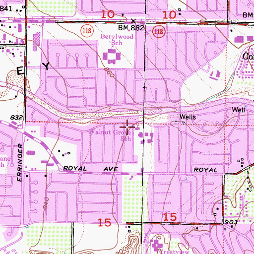 Topographic Map of Walnut Grove School, CA