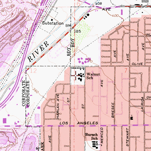 Topographic Map of Walnut Elementary School, CA