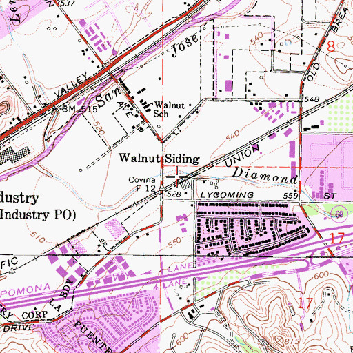Topographic Map of Walnut Siding, CA