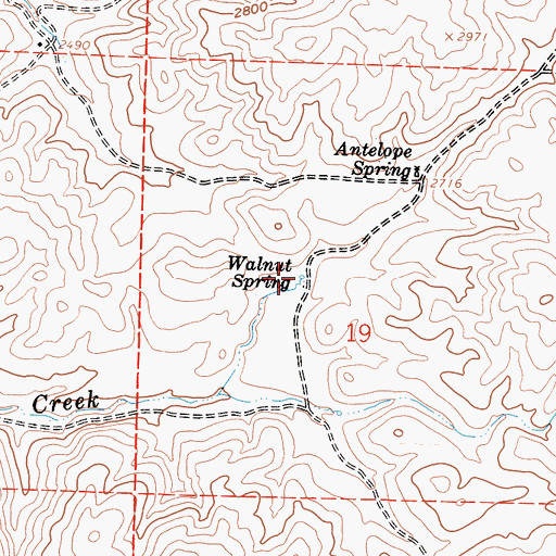 Topographic Map of Walnut Spring, CA
