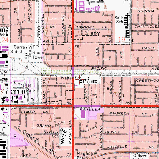 Topographic Map of Esther L Walter Elementary School, CA