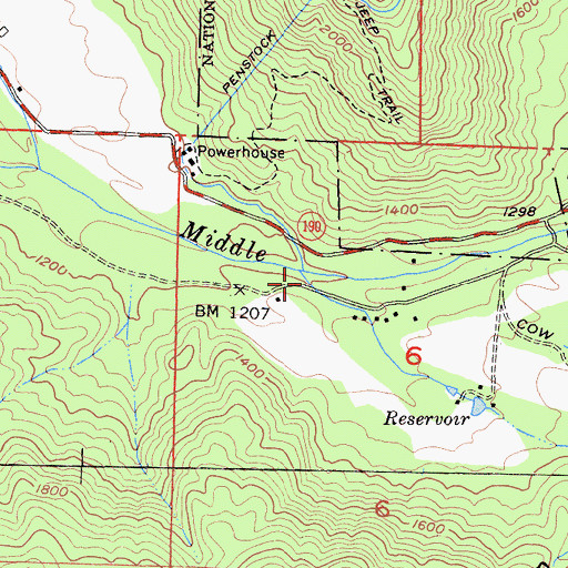 Topographic Map of Ward Canyon, CA