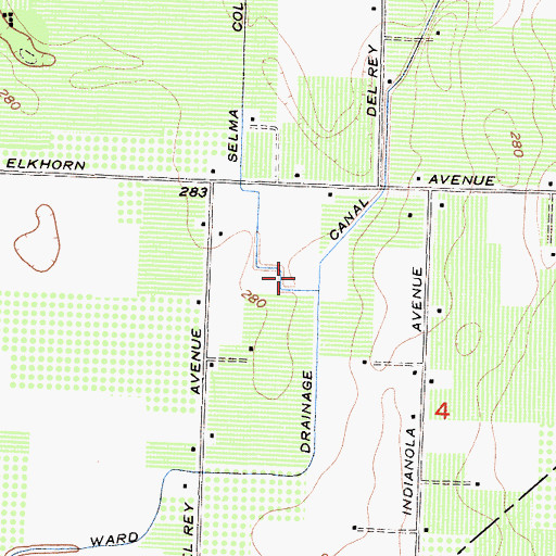 Topographic Map of Ward Drainage Canal, CA