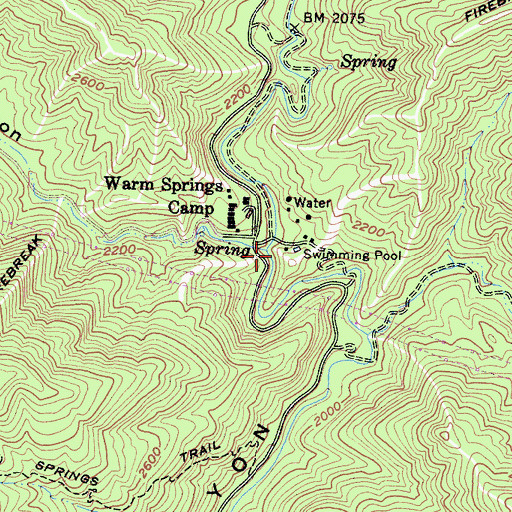 Topographic Map of Warm Springs Canyon, CA