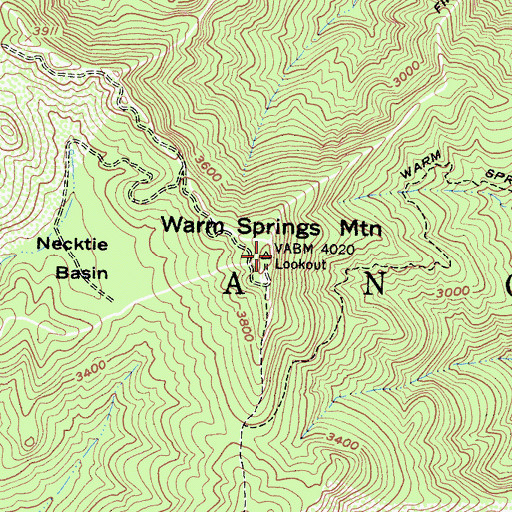 Topographic Map of Warm Springs Mountain, CA
