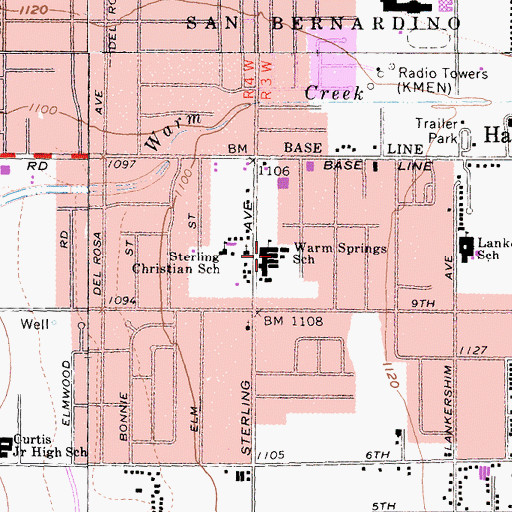 Topographic Map of Warm Springs Elementary School, CA