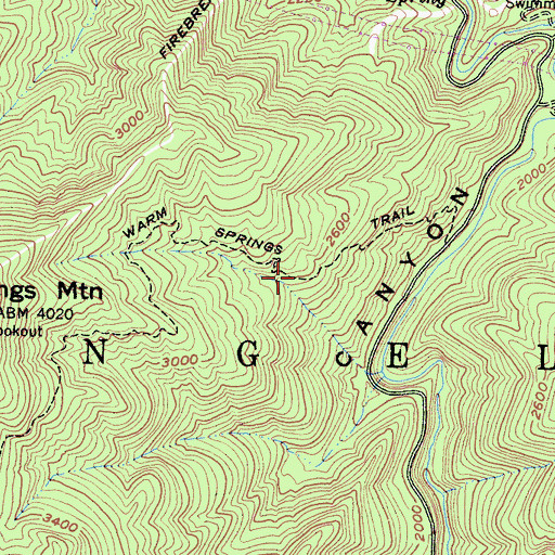 Topographic Map of Warm Springs Trail, CA