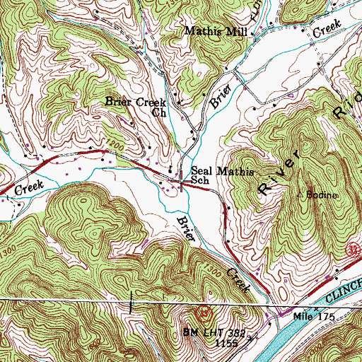 Topographic Map of Seal Mathis, TN