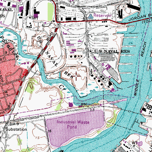 Topographic Map of Naval Shipyard Norfolk, VA