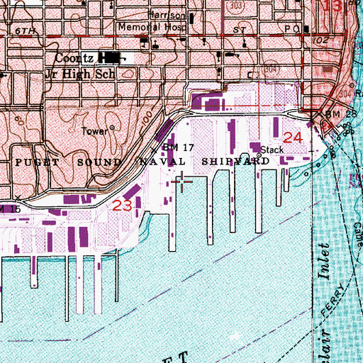 Topographic Map of Naval Shipyard Puget Sound, WA
