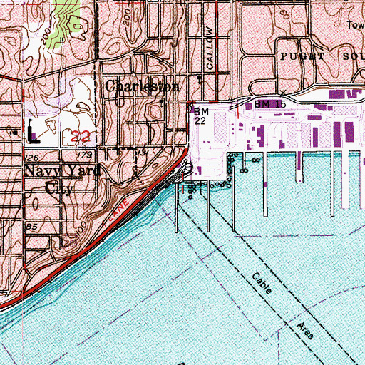 Topographic Map of Naval Station Bremerton, WA