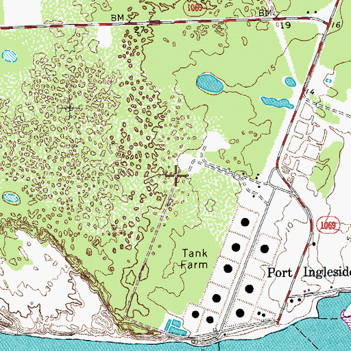 Topographic Map of Naval Station Ingleside, TX