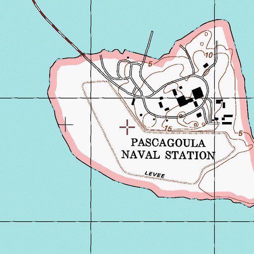 Topographic Map of Naval Station Pascagoula, MS