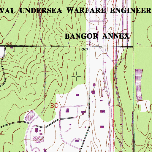 Topographic Map of Naval Submarine Base Bangor, WA